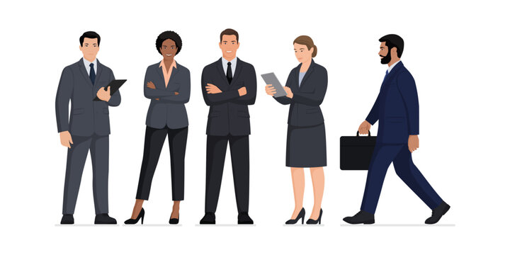 Corporate business people standing and posing together