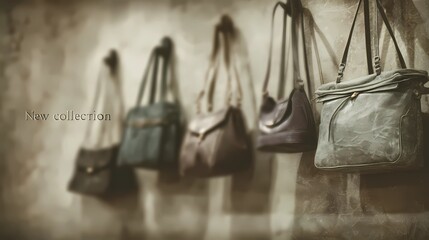 Blurred image of a shopping mall with clean white text “New Collection” promoting latest fashion updates or retail display.