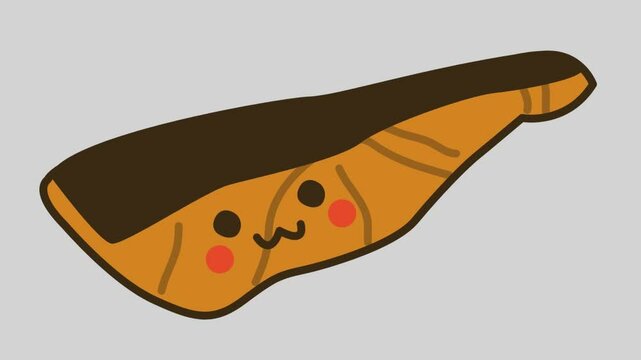 Funny Animation of Grilled Fish Meat