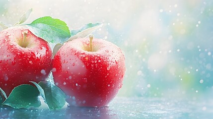Dewy red apples orchard sunrise website banner