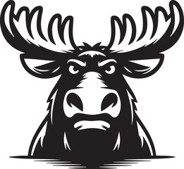 Moose Vector In Black and White