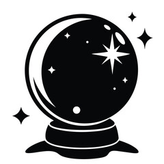 Mystical Crystal Ball A Silhouette of Future Visions and Prophecy with Sparkles and Magical Glow