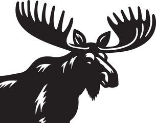 Moose Vector In Black and White