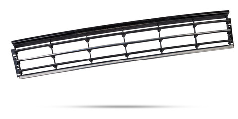 radiator grille on a white background made of shiny chromed metal is an element of the car body...