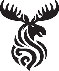 Moose Vector In Black and White