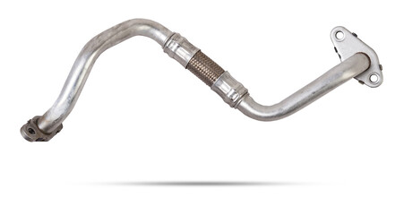 EGR valve pipe spare part for car engine on white isolated background