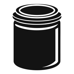 Simple black silhouette icon of a cylindrical jar with a screw-top lid. A minimalist vector glyph for storage.