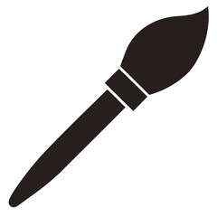 Minimalist black silhouette of an artist's paintbrush. A simple vector icon representing art, creativity, painting, and craft.