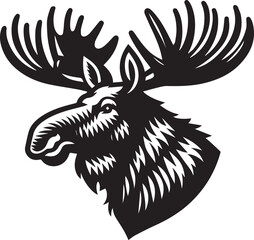 Obraz premium Moose Vector In Black and White