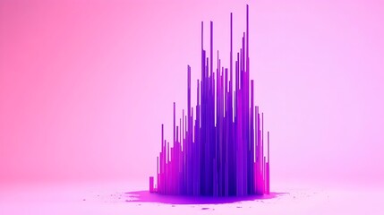 Purple abstract columns rising, pink background, digital art, website banner