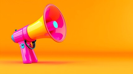 Retro megaphone announcement, orange background, advertisement