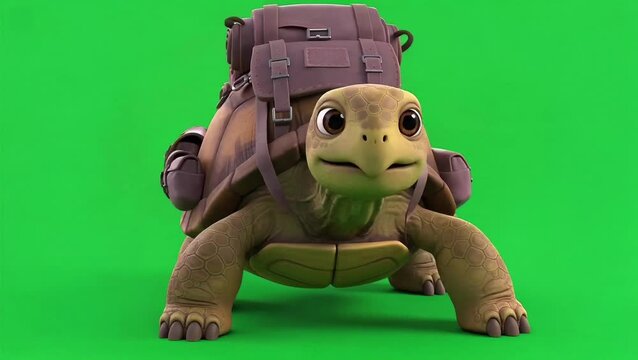 Cartoon tortoise with a backpack