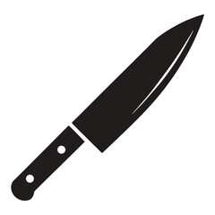 Chef's Knife Icon Black and White Vector Illustration of a Kitchen Knife
