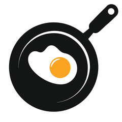 Delicious Fried Egg in a Pan Simple Breakfast Icon Illustration