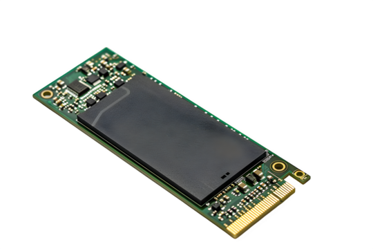 NVMe solid-state drive M. form factor Dramatic lighting and realistic material texture and overhead shot. Ready for presentations and creative projects. High resolution and print ready.