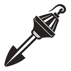 Vintage Style Black and White Illustration of a Unique Tool or Device