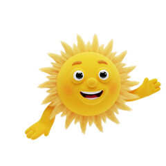 Friendly sun character radiating cheerful positivity on a dark background