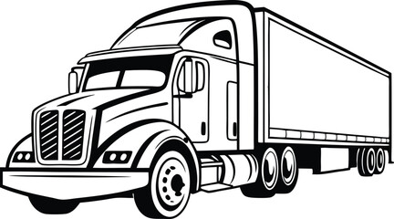 Delivery Truck Illustration Set Featuring Cargo Vehicles and Logistic Concepts in Clean Style. Hand Drawn Delivery Trucks in Motion with Boxes and Urban Background for Design Projects. Commercial Tran