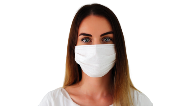Woman in a mask isolated on transparent or white background, png