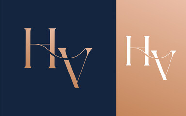 Initial letter HV VH logo design vector illustration for couple, wedding, and business