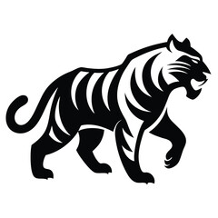 Obraz premium Powerful Black and White Tiger Illustration Majestic Predator Design