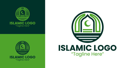 Timeless and Geometric Islamic Logo in Green Color for Clean Branding
