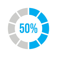 Circle 50 percent loading or circle 50 percent progress.