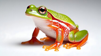 Obraz premium Red-eyed green tree frog studio shot, white background, nature, wildlife