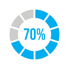 Circle 70 percent loading or circle 70 percent progress.