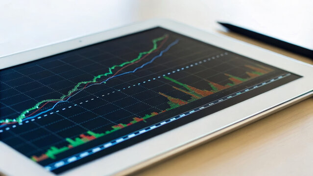 Invest tax inflation interest finance. Tablet stock chart graph finance, Bank, Discount, Growth, Business, Cost, Rate, Offer, Sale, Commission, Fee, Percentage, Financial, Free Market