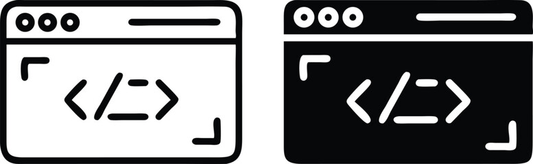 Code Window Icon – Programming Interface Symbol for Web Development and Software Coding