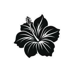 black silhouette of a hibiscus flower logo vector on white background in Adobe Illustrator Artwork