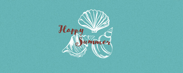 Handdrawn seashells with Grain Texture evoke Retro, Boho Summer vibes, perfect for minimalist beach-themed creative projects and printables.