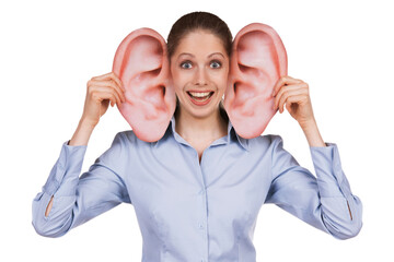 Young woman with big funny ears.