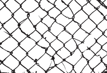 Fototapeta premium damaged chainlink fence, chain link fence with wire background vector