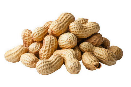 Pile of raw shelled peanuts, healthy snack, protein source, vegan food, delicious and nutritious, peanut stack isolated on transparent background