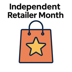 Independent Retailer Month Vector – Shopping Bag with Star
