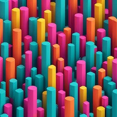 Fototapeta premium Abstract Colorful 3D Cylinders Background Vibrant Geometric Pattern