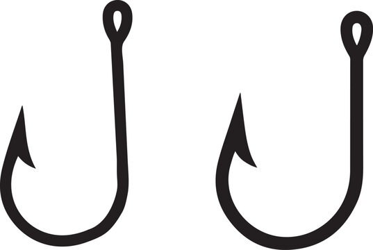 Set of fishing hooks, fish hook logo icon, hook icon, fishing hook silhouette vector illustration