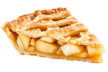 Delicious apple pie slice with lattice crust, baked dessert, sweet treat, food photography, pastry isolated on transparent background