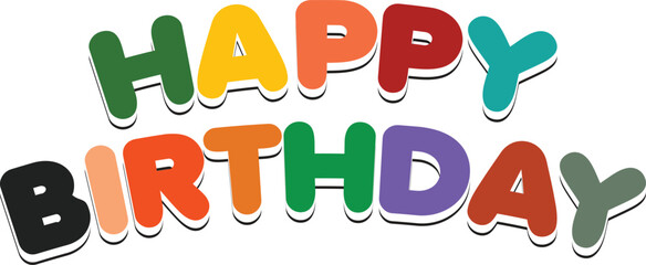 Colorful Happy Birthday Text Vector with Bold Playful Letters for Celebrations.