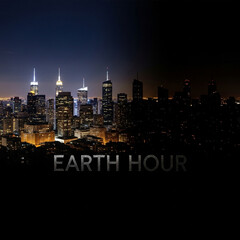 Fototapeta premium Earth Hour: Cityscape Lights Out at Night