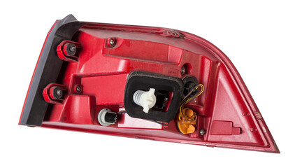 A taillight of a stop signal for a German auto - optical equipment of white and red color on a...