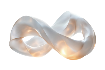 Ethereal infinity loop glass sculpture artistry luminous glow modern art concept endless connection