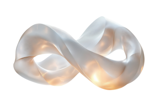 Ethereal infinity loop glass sculpture artistry luminous glow modern art concept endless connection