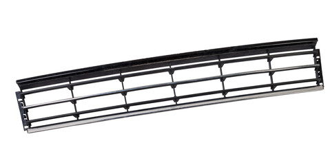 radiator grille on a white background made of shiny chromed metal is an element of the car body...