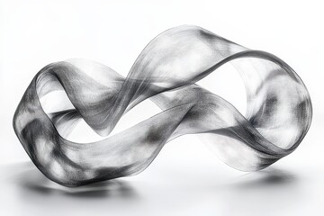 Metal Mesh Infinity Loop Sculpture Abstract Art Mobius Strip Modern Design 3D Rendering White