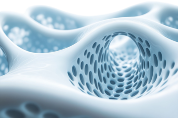 Tunnel Vision Abstract Blue and White 3D Structure Organic Futuristic Technology Connectivity Design