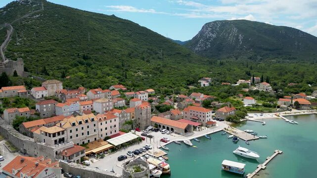 Aerial view of the Walls of Ston, Croatia.