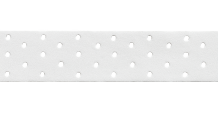 perforated plasterboard or drywall isolated on white background